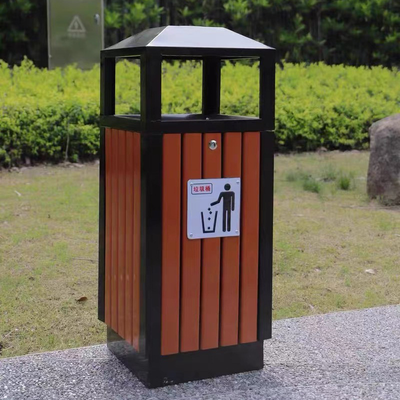 街道鍍鋅板商用垃圾箱 公園景區(qū)室外果皮箱批發(fā) 仿古大號(hào)垃圾桶