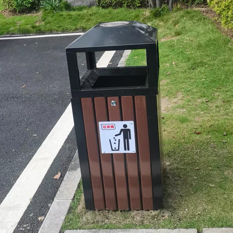 街道鍍鋅板商用垃圾箱 公園景區(qū)室外果皮箱批發(fā) 仿古大號(hào)垃圾桶